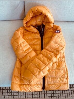 Canada Goose Bright Orange Hooded Lightweight Puffer Jacket Size Medium